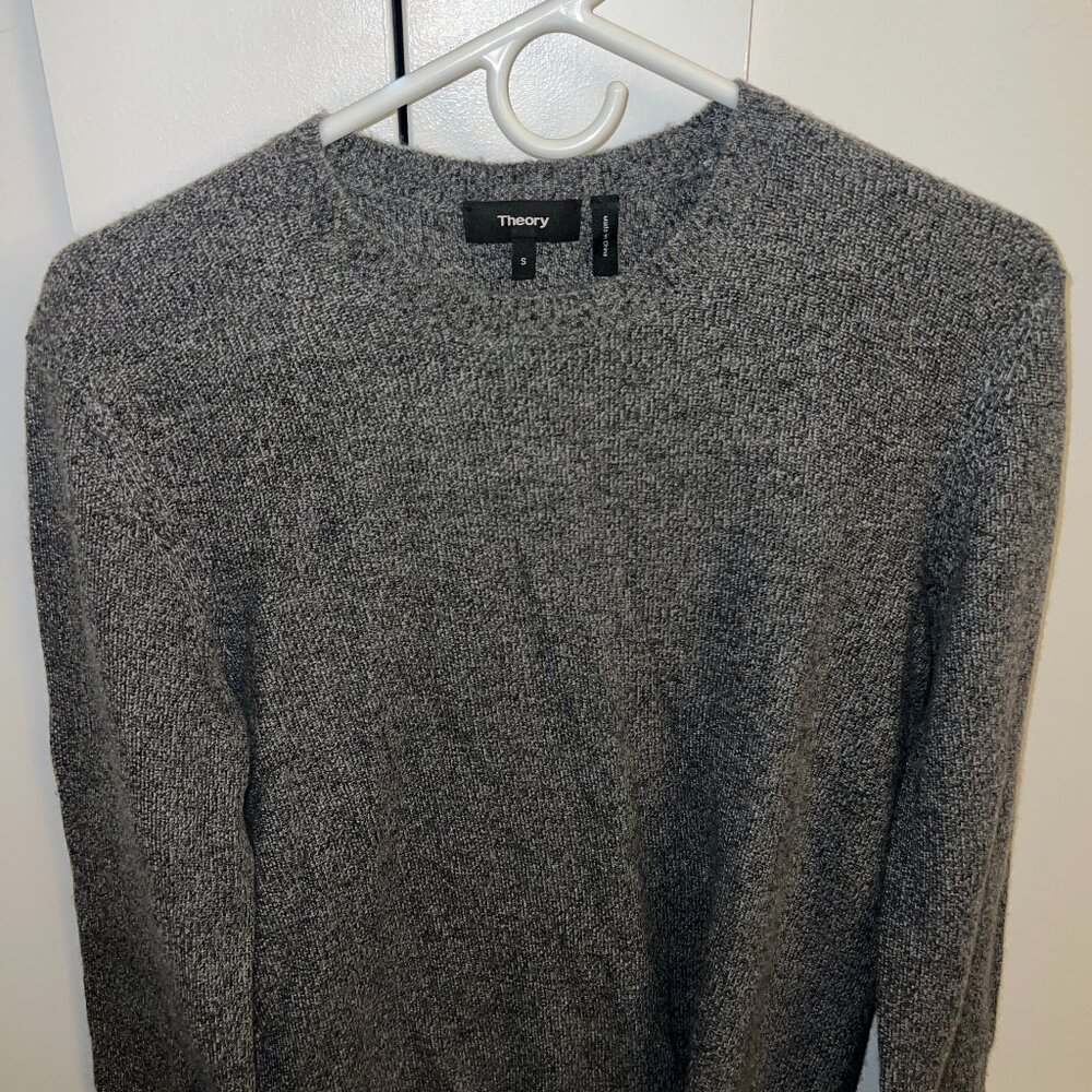 Theory Men's Grey and Blue Cashmere Sweater